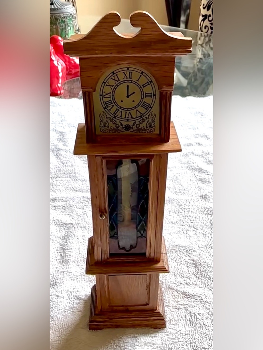 Vintage miniature Grandfather music box clock 3x10 George Good Collection